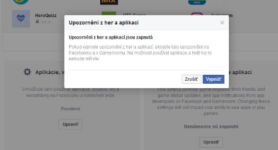 Upozornení z her a aplikací
